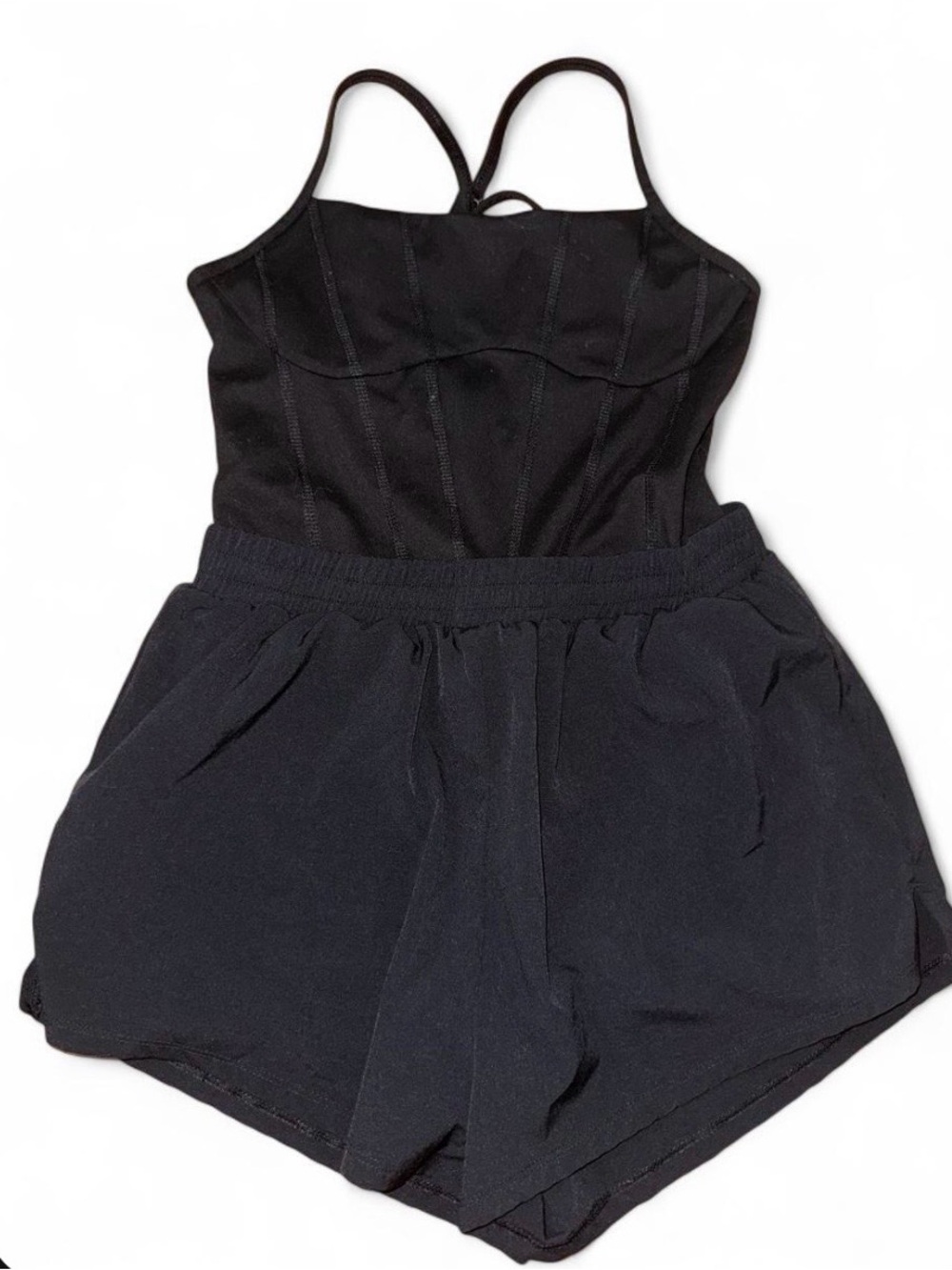 PINK Victoria's Secret Black Sleeveless Romper with Elastic Waist